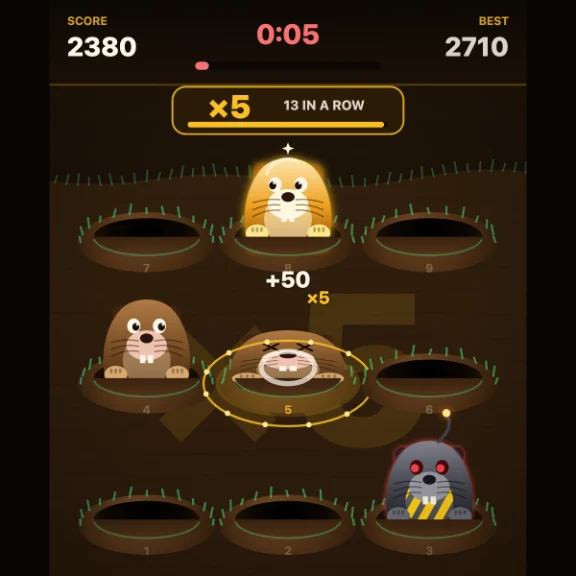 Mole Rush — Sixty seconds, nine burrows, no mercy